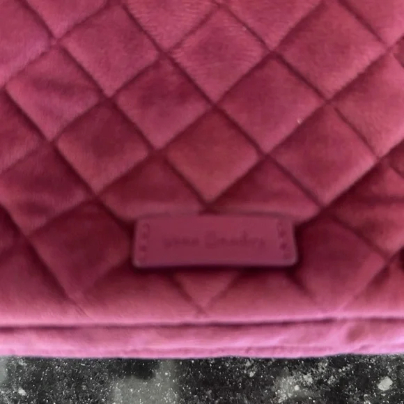 Vera Bradley Magenta Velvet Quilted Cosmetic Bag with Outside Zipper Pocket. - Picture 7 of 7
